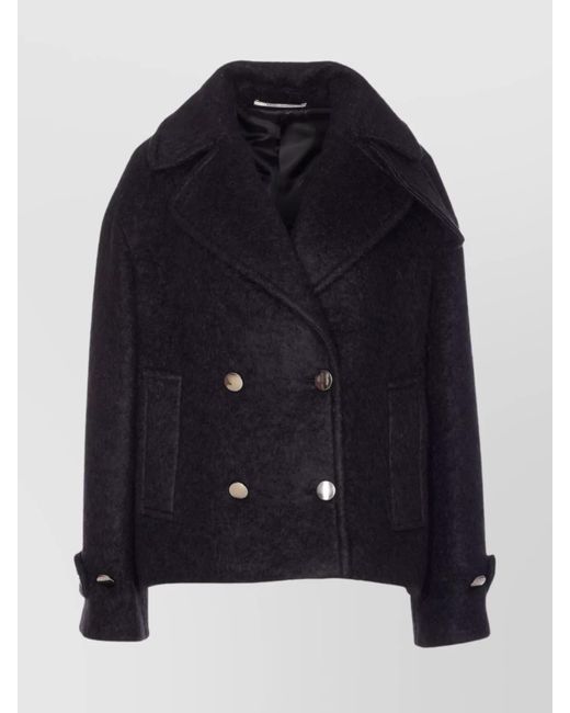 Tagliatore Blue Waist Belted Double-Breasted Jacket