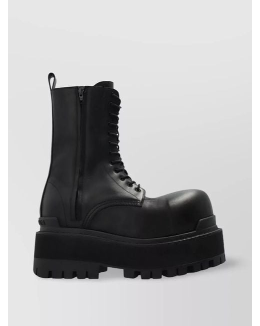 Balenciaga Black Oversized Leather Boots With Chunky Rubber Sole for men