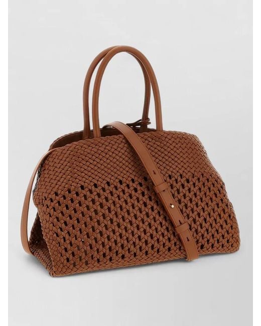 Ferragamo Brown Woven Tote Bag Top Handles Hardware
