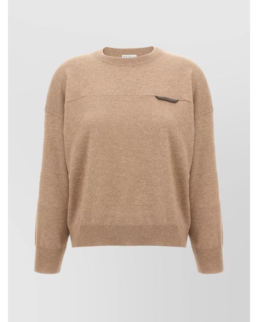 Brunello Cucinelli Natural Cashmere Cropped Crewneck Jumper