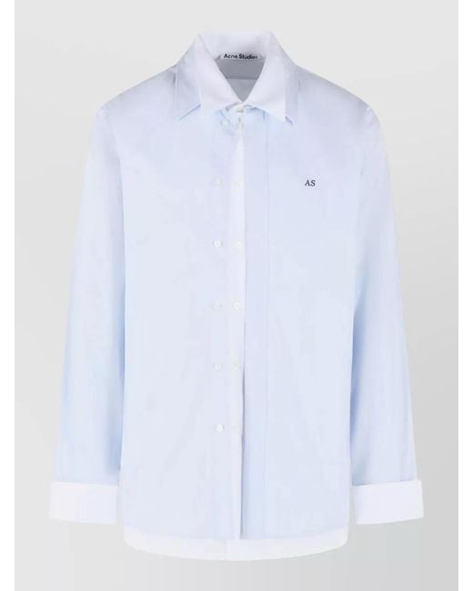 Acne White Cotton Shirt Tailored Collar Detailed Cuffs for men