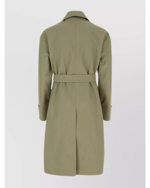 Jil Sander Green Cotton Single-Breasted Belted Trench Coat for men