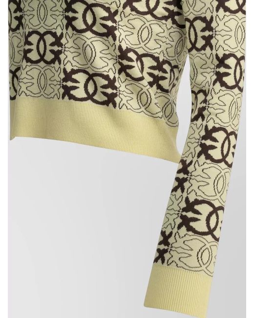 Pinko White Knit Top Crew Neck Cropped Long Sleeves