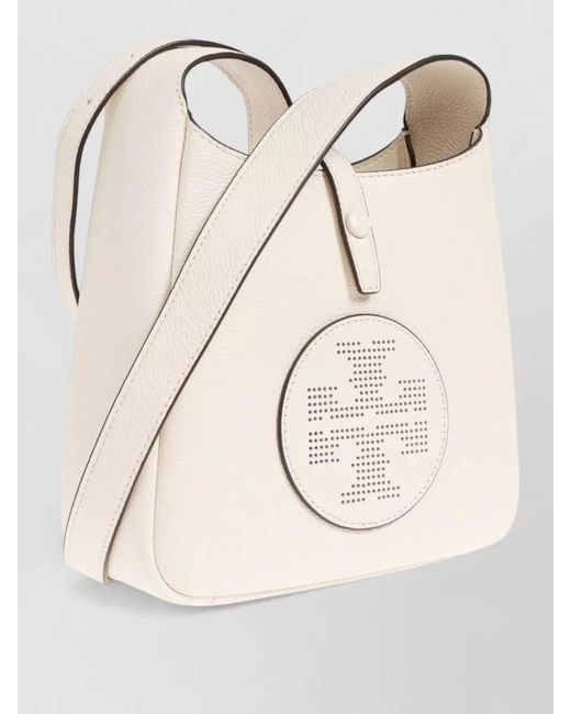 Tory Burch Natural Shoulder Bag Nylon Detailing Silk Construction Strap