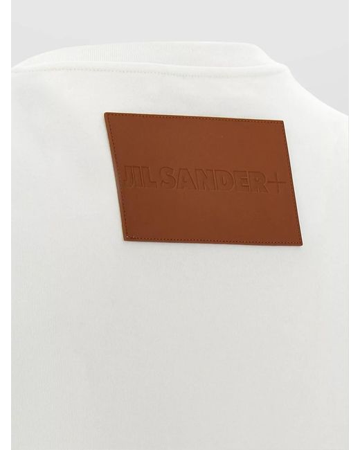 Jil Sander White Cotton Logo Patch T-Shirt for men