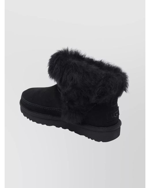 Ugg Black Shearling Trim Ankle Boots