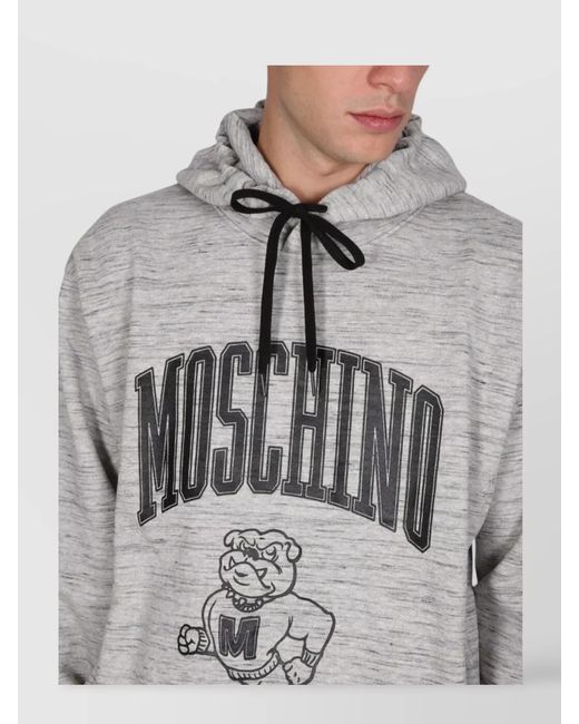 Moschino Blue Logo Print Hoodie for men