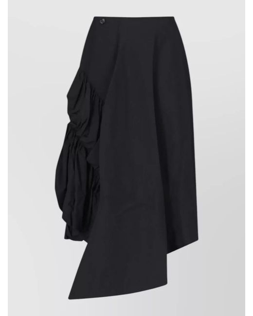 Comme des Garçons Black Wool Asymmetric Midi Skirt