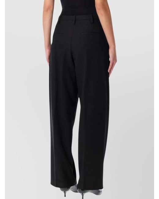 By Malene Birger Black Pleated High-Rise Wide-Leg Trousers