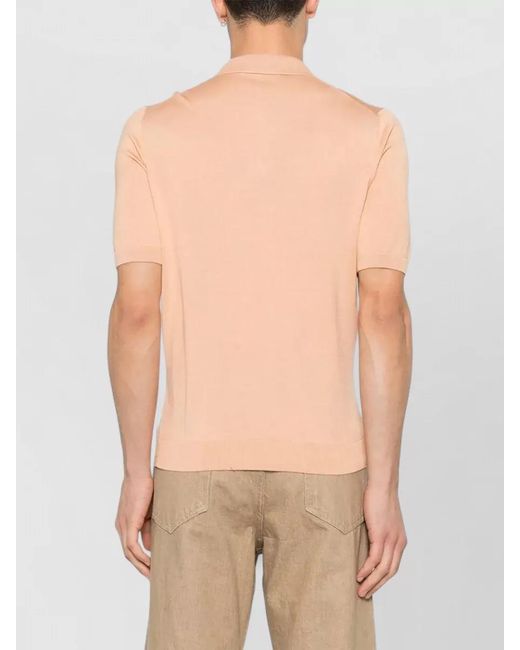 Tagliatore Natural Keith Polo Shirt Ribbed Collar Cuffs for men