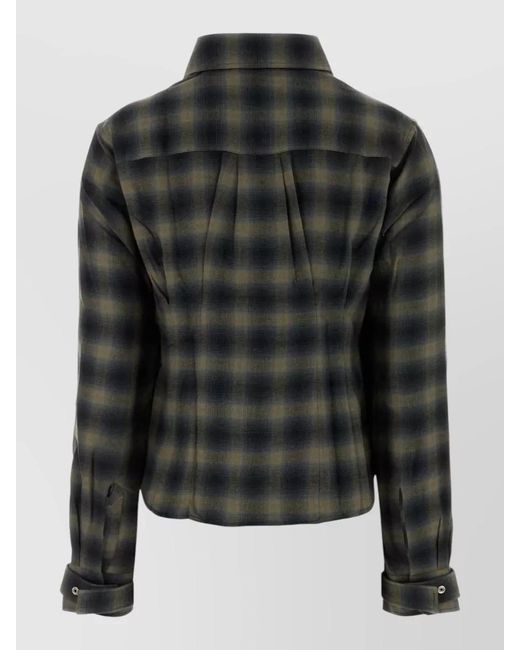 Our Legacy Black Cropped Cotton Blend Shirt Plaid Design for men