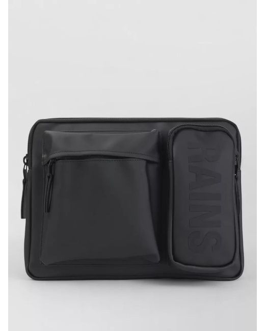 Rains Black Waterproof Padded Laptop Clutch Bag for men