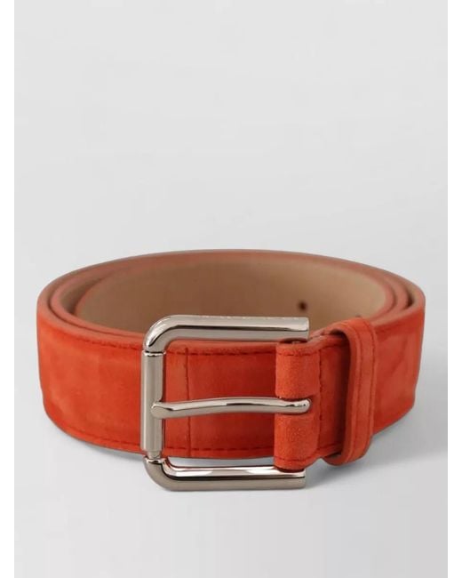 Dolce & Gabbana Red Suede Leather Belt Logo Buckle
