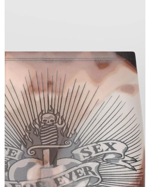 Jean Paul Gaultier Brown Printed Mesh Midi Skirt
