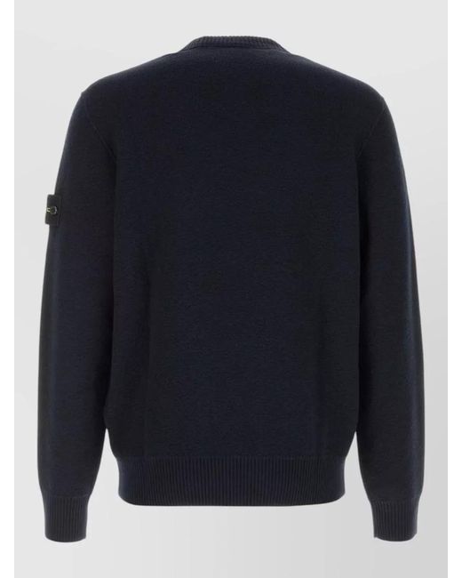 Stone Island Blue Wool Crew Neck Sweater Long Sleeves for men