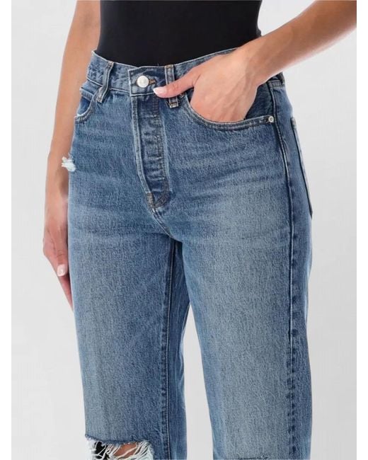 FRAME Blue High Rise Slim Denim Five Pocket Jean