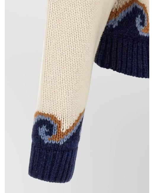 Alanui Blue Virgin Wool Fair Isle Jacquard Sweater