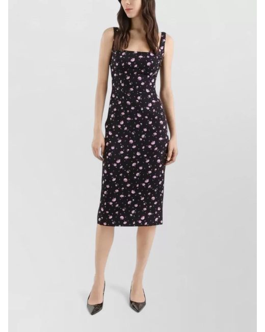 Dolce & Gabbana White Carnations-Print Sheath Dress