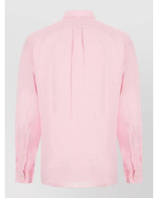 Polo Ralph Lauren Pink Linen Polo Shirt for men