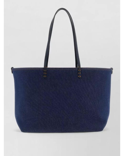 Fendi Blue Roll Medium Tote Bag Double Handles