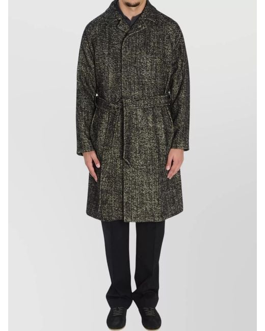Tagliatore Multicolor Virgin Wool Blend Belted Single Breasted Midi Coat for men