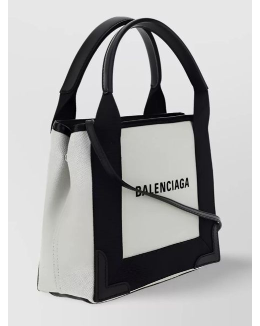 Balenciaga White Cabas Xs Canvas And Leather Tote Bag