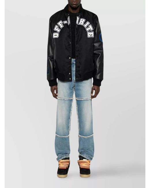 Off-White c/o Virgil Abloh Black Leather Bomber Jacket for men