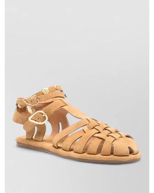 Ancient Greek Sandals Natural Karina Flat Sandals Ankle Strap