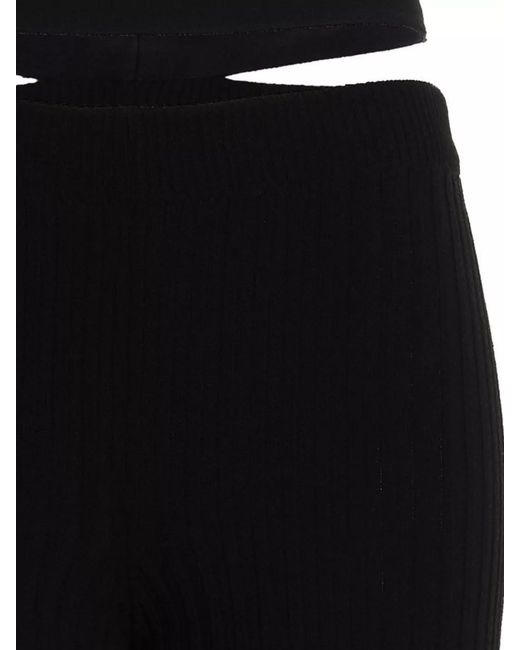 ANDREADAMO Black Ribbed Flared Trousers