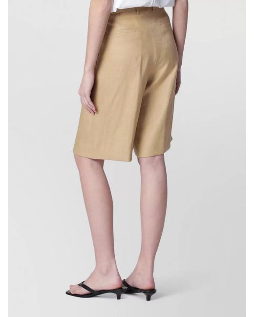 Tagliatore Natural Pleated Bermuda Pants Belt Loops Pockets