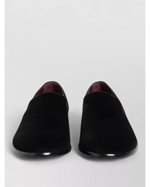 Dolce & Gabbana Black Velvet Loafers Formal Leather Sole for men
