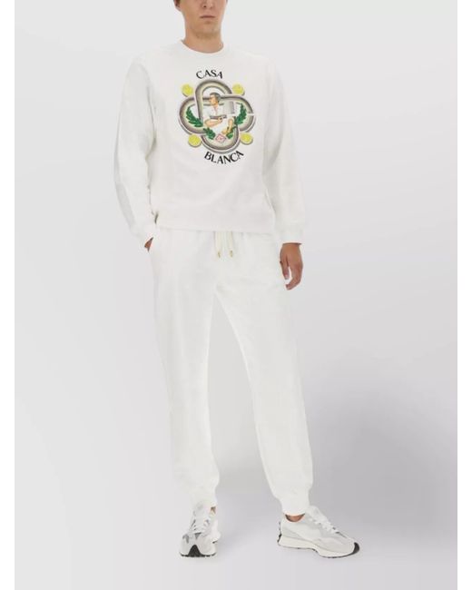 Casablanca White Regular-Fit Cotton Logo Sweatshirt for men