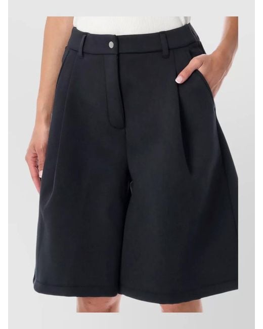 Nike Blue Pleated Mid-Rise Bermuda Shorts