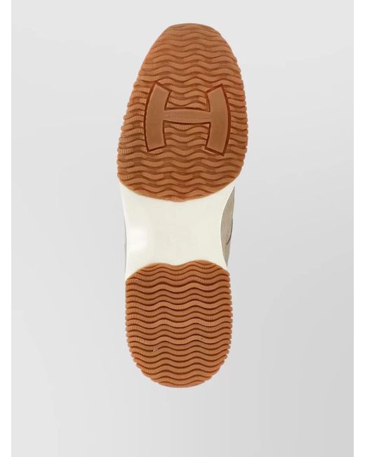 Hogan Natural Suede Leather Low Top Rubber Sole Sneakers