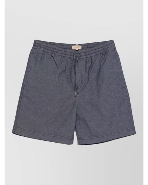 Woolrich Blue Washed Drawstring Shorts Side And Back Pockets for men