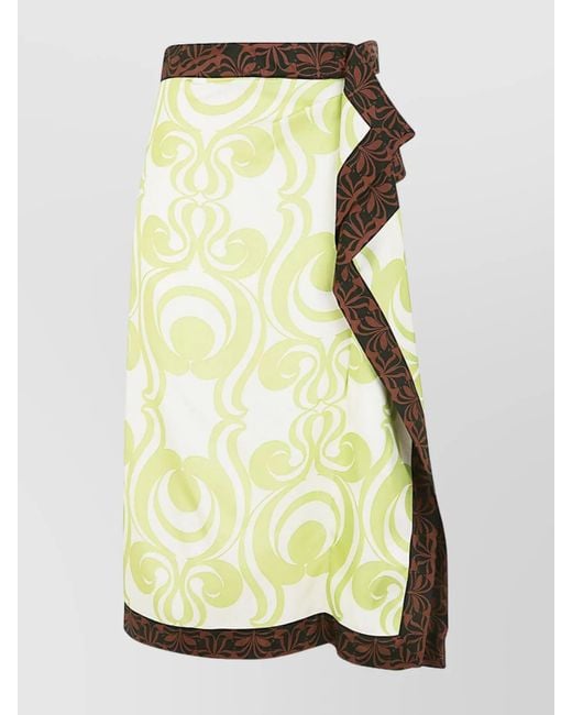 Dries Van Noten Yellow Silk Wrap Skirt