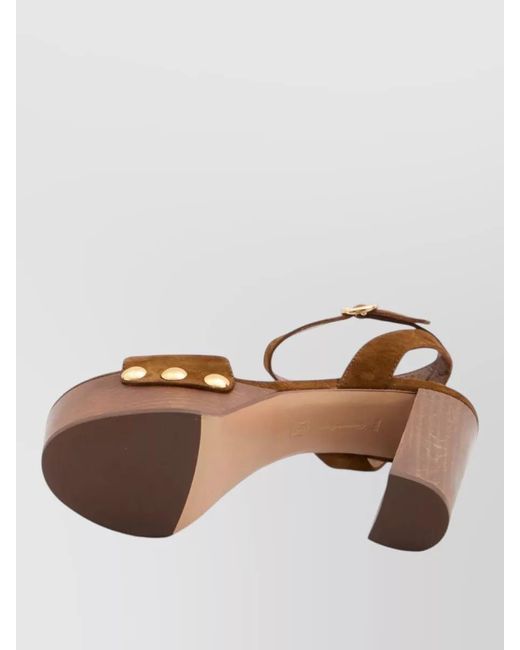 Gianvito Rossi Brown Leather Studded Platform Sandals