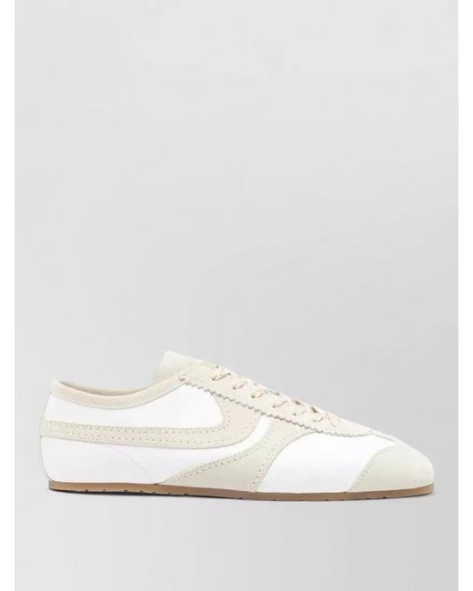 Dries Van Noten White Low Top Sneakers Perforated Contrast Stitching Sole for men