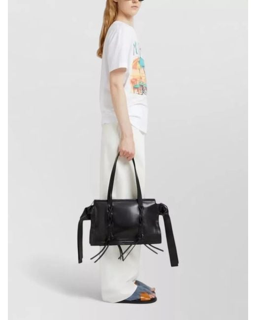 Marni Black Small Tote Bag Bow Detail Dual Handles