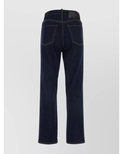DSquared² Blue Denim Mid-Rise Straight-Leg Cropped Jeans