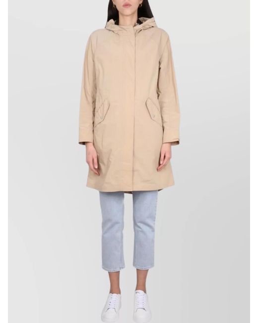 Woolrich White Summer Parka With Long Length And Hood