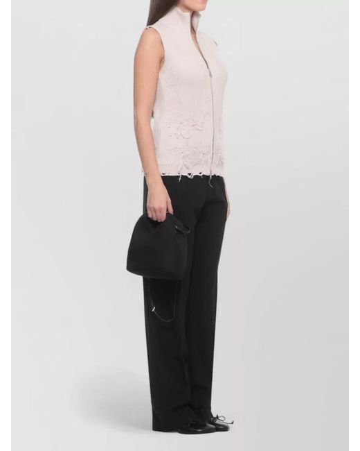 MM6 by Maison Margiela Pink High Neck Cotton Gilet Ribbed Sleeveless
