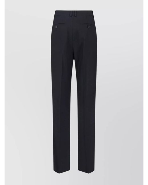 Saint Laurent Blue Wool High-Rise Straight-Leg Tailored Trousers