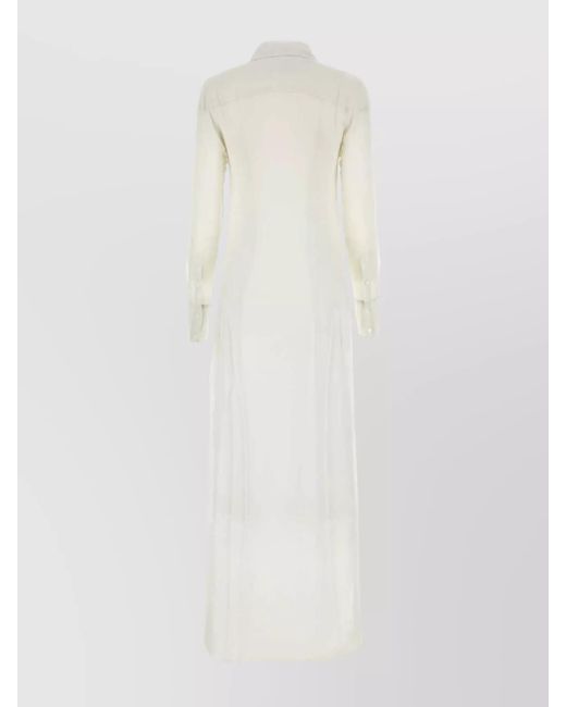 AMI White Silk Crepe Shirt Dress