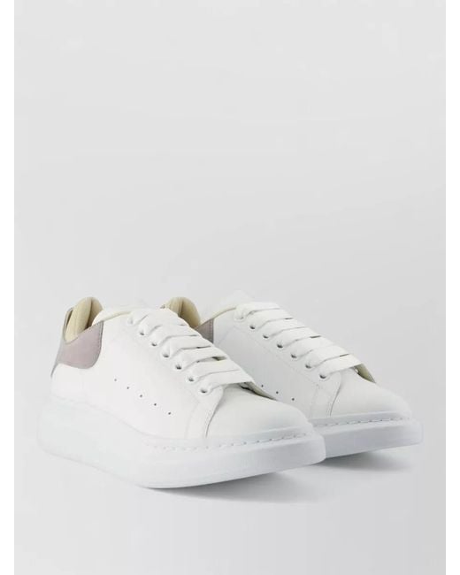 McQueen White Oversized Leather Sneakers Contrast Heel Tab for men