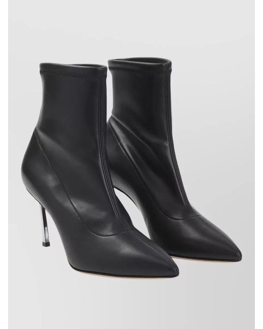 Casadei Black Blade Bootie Ankle Pump Metal Heel