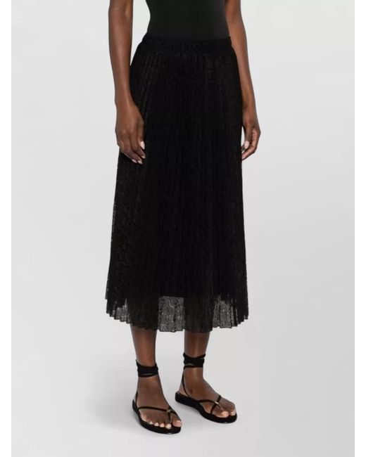 Ermanno Scervino Black Embroidered Long Pleated Skirt
