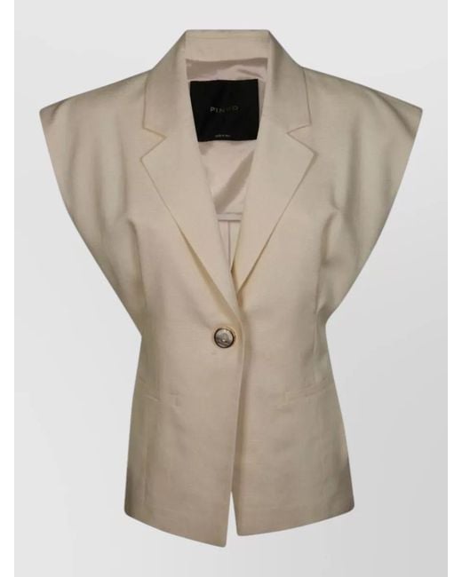 Pinko Natural Tailored Jacket Structured Shoulders Notched Lapel