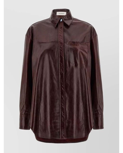 Sportmax Brown Leather Shirt