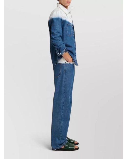 Marni Blue Cotton Wide-Leg Jeans for men